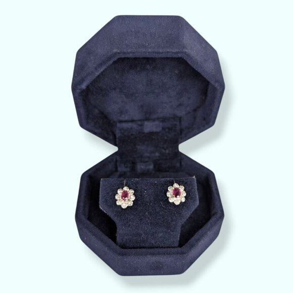 Jewelry - V. 14K Diamond & Ruby Stud Earrings